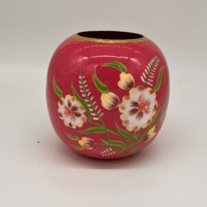 Metallvase mit Blumenmotiv und goldenen Akzenten